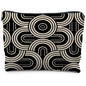Abstract Beige and Black Makeup Bag, Modern Minimalist Art Deco Cosmetic Bags for Women, Mid Century Modern Zipper Makeup Pouch - color: Black and white lines - 3