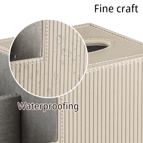 PU Leather Square Tissue Box Cover - Multi-Functional Tissue Box Holder, Tissue Box Cover with Storage,Tissue and Remote Control Holder, Cube Tissue Box Organizer Bedroom Nightstand End Table - color: Apricot