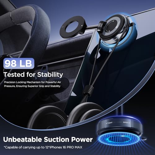 MSXTTLY Vacuum Magnetic Phone Holders for Your Car 2026 Suction Cup Phone Mount with Washable Nano Gel Pads 360° Adjustable Phone Mount,Travel Gifts, Car Phone Holder for Smartphone Car/Gym/Mirror - color: Black