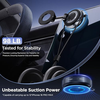 MSXTTLY Vacuum Magnetic Phone Holders for Your Car 2026 Suction Cup Phone Mount with Washable Nano Gel Pads 360° Adjustable Phone Mount,Travel Gifts, Car Phone Holder for Smartphone Car/Gym/Mirror - color: Black