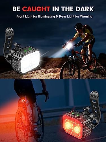 Cuvccn Bike Lights Super Bright, Rechargeable Bicycle Lights Set Multiple Modes, Waterproof Bike Lights for Night Riding/Cycling Safety, Front and Back Bike Reflectors Light, Long Battery Life - style: 2 Led*1