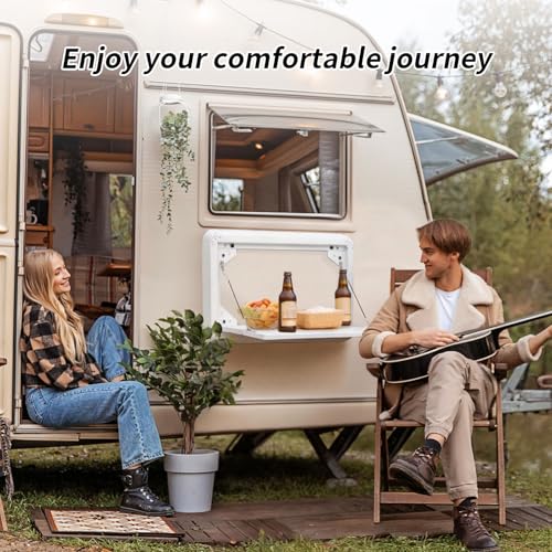 RV Folding Table Wall Mount, 21.3 x 17.7 Inch Aluminum Alloy Fold Down Picnic Work Table Kit for Campervan, Motorhome, Travel Trailer and Truck Camper, Exterior/Interior Use