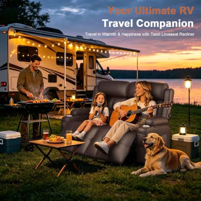RV Loveseat Recliner Sofa, Wall Hugger Massage Reclining RV Couch with USB, Insert Pockets, Cup Holders, 150° RV Recliners Sleeper Sofas for RV Furniture & Travel Trailers & Home Theater Seating - color: Brown, size: Loveseat-G1