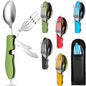 Folding Camping Utensil Set – Stainless Steel Spoon, Fork, Knife & Bottle Opener – Portable Outdoor Tableware, Backpacking Cutlery in Red, Green, Blue, Black, Gold(5 Pcs)