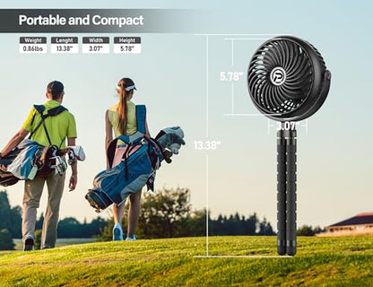 Rechargeable Golf Cart Fan Compatible with EZGO Club Car Yamaha Clip on Fan with Flexible Tripod, 360° Rotatable, 20Hrs Work, 3 Speed Battery Operated for Golf Cart Golf Palyer Summer Essential