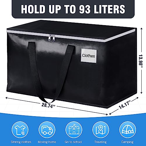 BlissTotes Collapsible Moving Bags - Heavy Duty Boxes with Zippers and Handles, Space Saving Packing Totes for Moving Supplies Storage (93L, 6-Pack, Black) - size: 93L