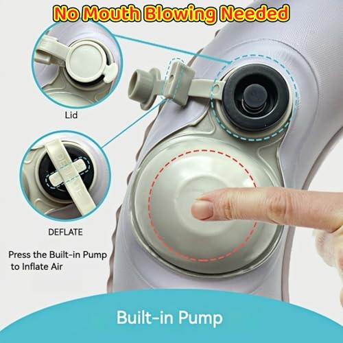 Inflatable Travel Toilet Seat Riser, Portable Toilet Seat Cushion with Suction Cups for Travel, RV, Camping - Comfortable Potty Seat (Grey)