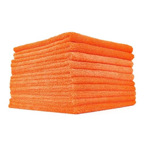 The Rag Company - Edgeless 365 Microfiber Towels (10-Pack) Premium 70/30 Blend, Professional Polishing, Wax Removal, Auto Detailing, 365gsm, 16in x 16in, Orange - color: Orange