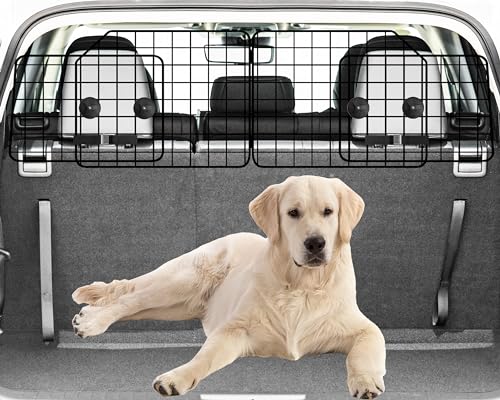 Dog Car Barrier for SUVs, Van, Vehicles, Adjustable Large Pet Barriers, Universal Fit Heavy-Duty Wire Mesh Dog Guard, Pet Divider Gate for Truck Cargo Area, Safety Car Divider, 63.4 Inches - size: 63.4 Inch