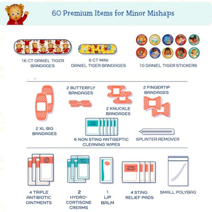 KeepGoing Daniel Tiger’s Small Travel First Aid Kit Kids – 60 Pc. Mini First Aid Kit for Purse, Diaper Bag, & Backpack with Latex-Free Bandages – 4 Oz., & 4.5 x 3.5 x 2 in, TSA-Approved - style: Mini Play date