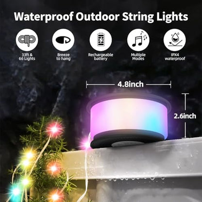 2pcs Camping String Lights,2 in 1 Upgraded 32.8FT Rechargeable Tent Lights String with 19 Lighting Modes,Quick Storage camping lights，Portable LED Lamp for Bedroom Yard Decor Christmas (Black&Orange) - style: Orange&Black(2 Pack)