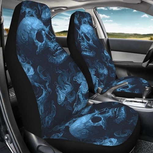 Bulopur Flame Skull Car Seat Cover Front Seats Only Breathable Stretchable Automotive Seat Covers & Accessories Highback Bucket Seats Covers 2 Pack, Easy to Install - color: Flame Skull