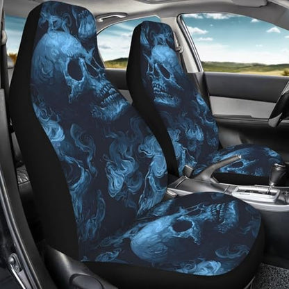 Bulopur Flame Skull Car Seat Cover Front Seats Only Breathable Stretchable Automotive Seat Covers & Accessories Highback Bucket Seats Covers 2 Pack, Easy to Install - color: Flame Skull