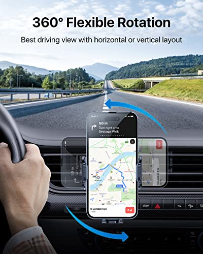 andobil 2026 Upgraded Car Phone Holder Mount, Military-Grade Phone Holders for Your Car Vent Ultra-Stable Metal Clip Universal 360° Cell Phone Car Mount for iPhone 17 Pro Max 16/15/14/13/12/ Samsung - color: Black