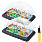 Leitee 5 Pcs Inflatable Serving Bar Kit Includes Salad Buffet Tray with Drain Plug Mesh Food Cover Food Drink Containers and Inflator for Ice Supplies Summer Party Camping Picnic(Black) - color: Black