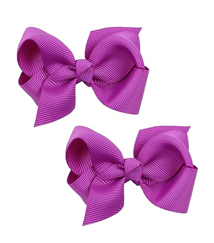 Baby Girl's 2Pcs Cute 3 Inch Pure Color Bow-knot Hair Clip for Photography Travel Daily Life (Purple) - color: Purple