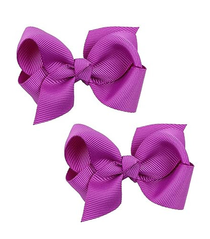 Baby Girl's 2Pcs Cute 3 Inch Pure Color Bow-knot Hair Clip for Photography Travel Daily Life (Purple) - color: Purple