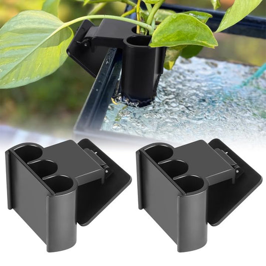 2 Pack Aquarium Plant Holder – 3 Holes Aquatic Plant Cups, Fish Tank Holder for Aquatic Plants, Ideal for Aquarium Tank Decoration(Black) - color: Black,2 Pcs