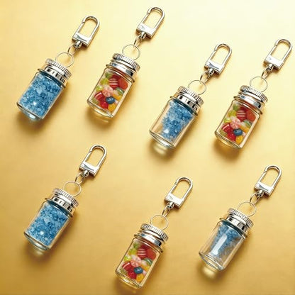 36 Pack 10ml Mini Glass Bottles with Aluminum Lids and Keychains, Tiny Wishing Jars for DIY Crafts, Wedding Favors, Home Decoration & Travel Gifts - size: 10ml-36Pcs