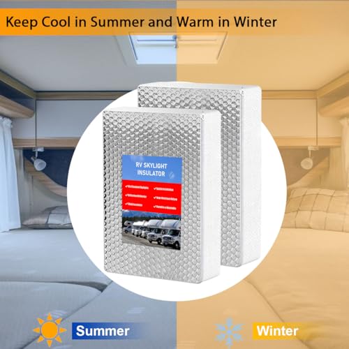 2 Pack RV Skylight Insulator 22"x14"x3", RV Vent Insulator, RV Skylight Cover with Reflective Surface, Waterproof RV Insulation for Inside Camper, RV Skylight Pillow - size: 22in x 14in x 3in 2PC