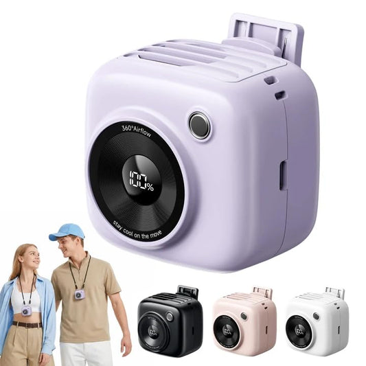 Portable Waist Fan, Rechargeable Wearable Fan w/ LED Display, 3 Speeds, 3000mAh Battery, 10H Runtime, Mini Turbo Airflow, Clip on Belt/Shirt/Hat, for Travel,Outdoor, Concert,Gift for Men Women-1 PACK - color: Purple, size: 1-Pack