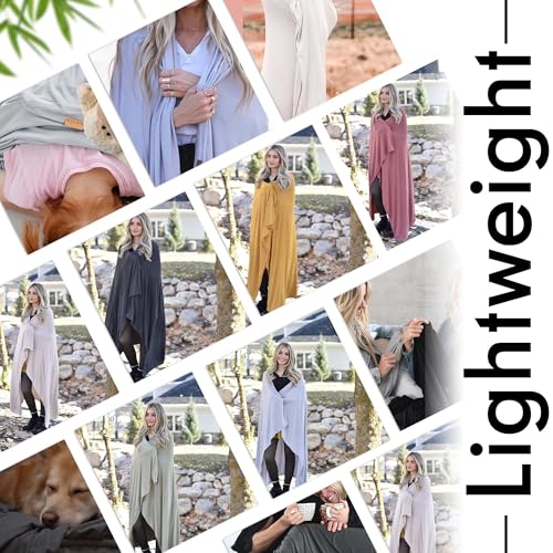 K E L O R Luxury Cooling Travel Blanket - Stretchy, Lightweight Soft & Breathable Shawl Wraps for Women - color: Grounded Gray, size: Single-Sided