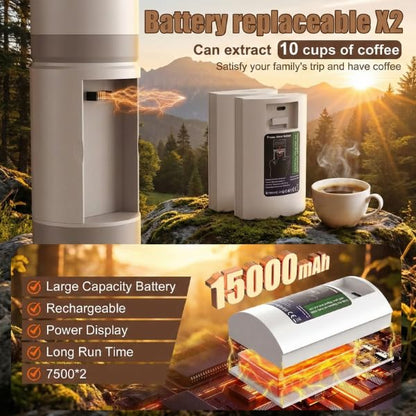 Portable Coffee Maker KF-JN-03 with Digital Display & 20 BAR Pressure – Hot & Cold Brew, Compatible with Coffee Grounds and Capsules, Compact Single-Serve Design with Transparent Cup & 60ml Tank - color: White