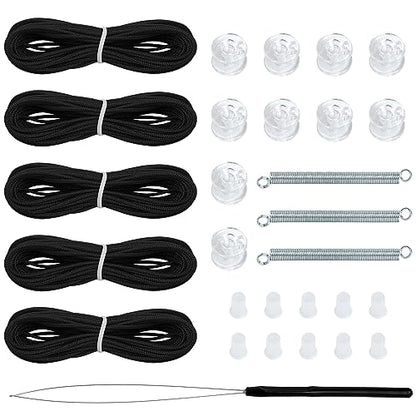 NOVINO RV Blinds Repair Kit for Camper Window, Pleated RV Shade Repair Kit, Camper Blinds String Maintain for Day Night Pleated Window Shade-Black - color: Black