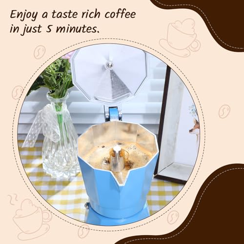 Coffee Pot 6 Cup Electric Espresso Coffee Maker Italian Moka Maker 300ml Portable Aluminum Espresso Machine Cafetera Moka Pot with Detachable Base, Gift for Home Travel(Blue) - color: Blue