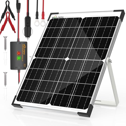 SOLPERK 25W 12V Solar Battery Charger, Waterpoof Solar Panel Kit with Energy Saving Controller for Car RV Trailer Marine Boat Motorcycle Truck Tractor Etc - size: 25W