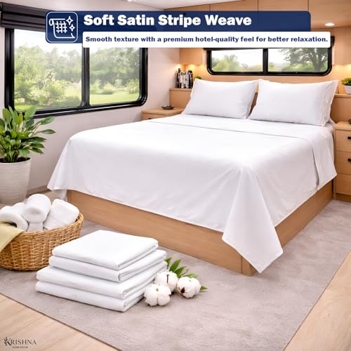 KRISHNA Queen Size 4 Piece Egyptian Cotton Sheet Set, Luxury Hotel Quality White Solid Bed Sheets, Soft Breathable Cooling Bedding, 6-10 Inch Deep Pocket Fitted Sheet - color: White Solid, size: Queen : 60" x 80"