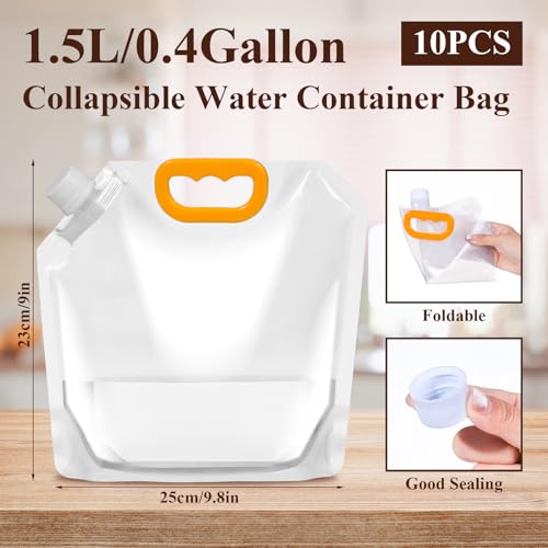 10 Pieces Collapsible Water Containers, 1/2 Gallon Clear Plastic Water Jugs for Sports Camping Hiking Travel | Collapsible
