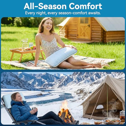 Camping Pillow with Memory Foam-Compressible Medium Firm, Ultralight Cooling Travel Pillow, Outdoor Pillows Ideal for Backpacking, Hiking, Camping, Airplane,Car, Small Beach Pillow with Washable Cover - size: Small Camping Pillow