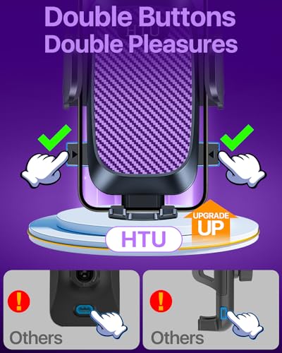 HTU 2026 Ultimate Best【True Military-Grade & Safety Cert】Car Phone Holder【Upgraded 360 Rotation & 100+LBS Strongest Suction】5-in-1 Truck Windshield Dashboard Vent Mount Stand for iPhone Android,Purple - color: Purple
