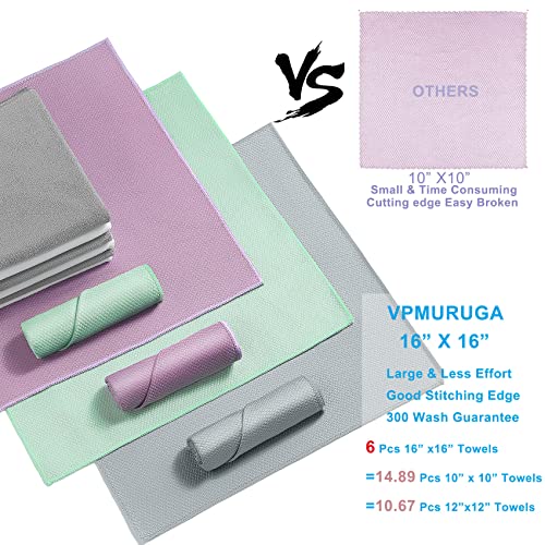 Streak Free Lint Free Microfiber Window Cleaning Cloth,Best Glass Car Shiny Wipes Mirror Shower Cleaning Cloth, Miracle Cloths for Glasses,Stainless Steel,Wine Glass Polishing Towels,Pack of 6,Grey - color: Gray
