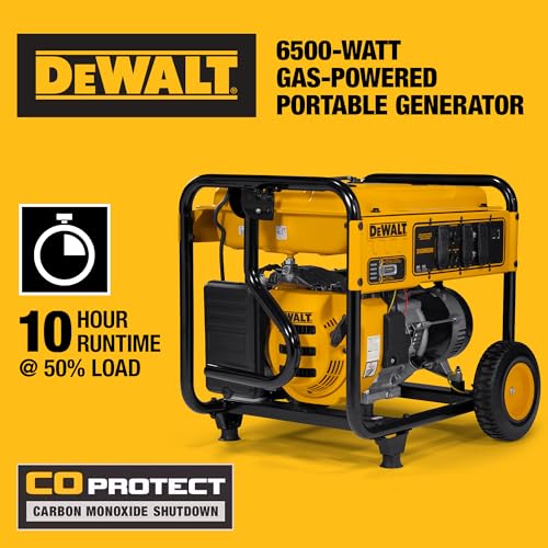 DeWalt 8,750 Starting Watt Portable Gas Generator, 389cc Engine, Idle Control Technology, CO Protect Safety, GFCI Outlets, Never-Flat Wheels Emergency Home Backup Jobsite Power, 49 State - style: 8,750 Starting Watts