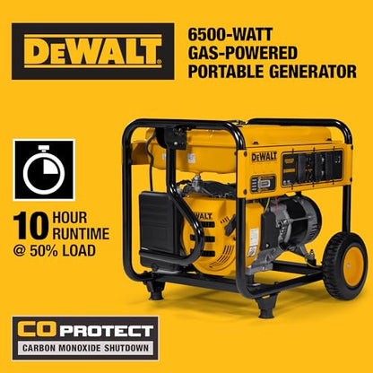 DeWalt 8,750 Starting Watt Portable Gas Generator, 389cc Engine, Idle Control Technology, CO Protect Safety, GFCI Outlets, Never-Flat Wheels Emergency Home Backup Jobsite Power, 49 State - style: 8,750 Starting Watts