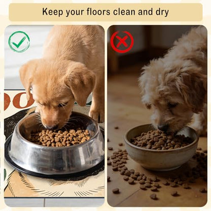 Nuxovilar Pet Dog Supplies Food Mat Pug-Inspired Polyester (23.62×17.71 inches) Bowl Water Spill Pad Feeding Essentials for Home, Kennel, Feeding Station - color: HC00144