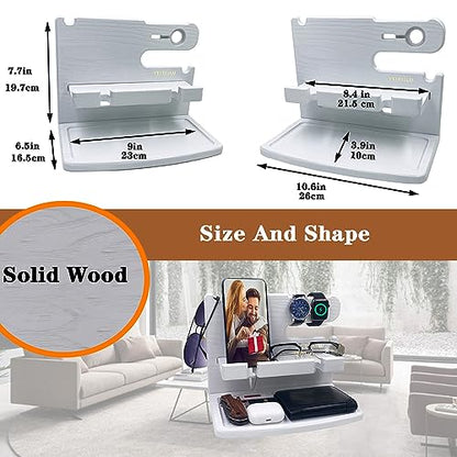 VEIYAILU Gifts for Women Girlfriend Him Men Dad Husband Boyfriend Nightstand Organizer Wood Phone Docking Station(White) - color: white