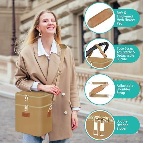 PIIOSER Breastmilk Cooler Travel Bag with Ice Pack, Insulated Bottle Bags Fits 6 Baby Bottles Up to 9 Ounce, Double Layer Waterproof Leak-Proof with Shoulder Strap for Nursing & Working Mom (Brown) - color: Brown