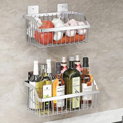 SUS304 Stainless Steel Hanging Storage Baskets Organizer Wall Mount, Metal Wire Storage Bin Rack for Kitchen Bathroom Shower Spice Shelf,L 9.84 Inch - size: 9.8Inch 1PCS