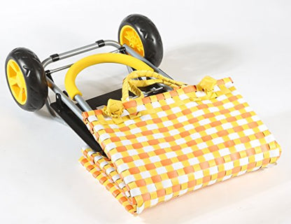 dbest products Trolley Dolly Shopping Grocery Foldable Cart Storage Mom, Blue Polka Dot - color: Yellow Basket Weave, style: Cart