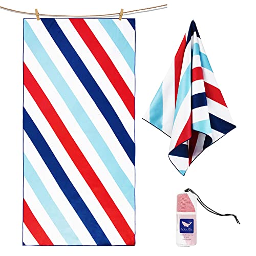 Whale Flotilla Large Quick Dry Beach Towel (30"x60"), Microfiber Sand-Free Beach Towels, Super Absorbent Compact Pool Travel Accessories, Navy - color: Cabana Navy, size: 60.00" x 30.00"