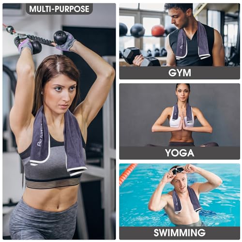 Microfiber Gym Towel Set for Men Women, Super Soft and Quick-Drying Towels for Fitness, Yoga, Cycling, Swimming (Dark Pink, 3 Pack) - color: Dark Pink