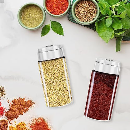 Segarty Spice Jar with Shaker Lids, 3 Pack 4 oz Glass Spice Jars with Adjustable Pour Large Holes, Empty Storage Seasoning Containers Spices Bottles Stainless Lid Salt Shakers for Kitchen Drawer - size: 4oz / 120ml_Big Hole