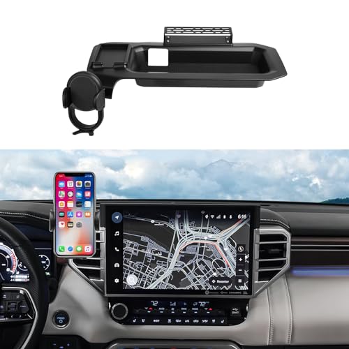 Autorder Phone Holder for Toyota Tundra 2022-2025 2026/Sequoia 2023-2025 2026 Accessories Center Console Dashboard Organizer with Gopro Mount and Card Slot 360° Rotation Phone Mount Stand - color: 2022-2026 Toyota Tundra