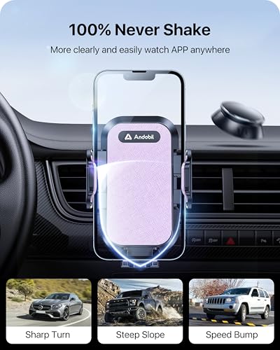 andobil 2026 Upgraded Car Phone Holder Mount, Military-Grade Phone Holders for Your Car Vent Stable Metal Clip Universal 360° Cell Phone Car Mount for iPhone 17 Pro Max 16/15/14/13/12/ Samsung, Purple - color: Purple