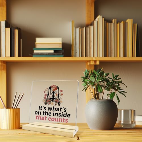 Funny Radiology Tech Gifts for Women,It's What's On The Inside,X-Ray Acrylic Desk Plaque Signs Gift for Radiology Tech Student - color: Turquoise