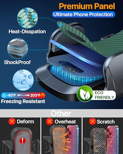 HTU 2026 Ultimate Best【True Military-Grade & Safety Cert】Car Phone Holder【Upgraded 360 Rotation & 100+LBS Strongest Suction】5-in-1 Truck Windshield Dashboard Vent Mount Stand for iPhone Android, Green - color: Green