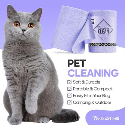Fantasticlean Microfiber Cleaning Cloth Roll 2 Rolls 120 Pack, Tear Away Paperless Towels, 8" x 8", Reusable Washable Rags, House Kitchen, Pet, Office, Indoor Outdoor, Portable (Pink and Light-Purple) - color: 1pink 1light-purple